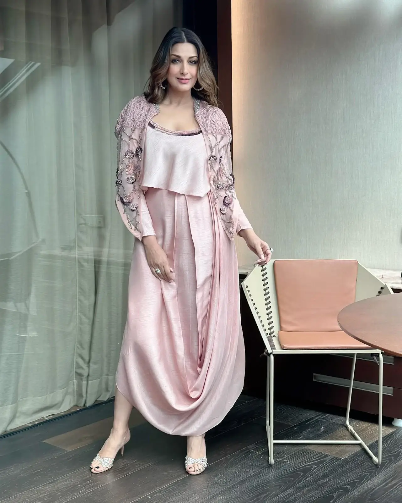 Indian TV Actress Sonali Bendre in Traditional Pink Lehenga Choli